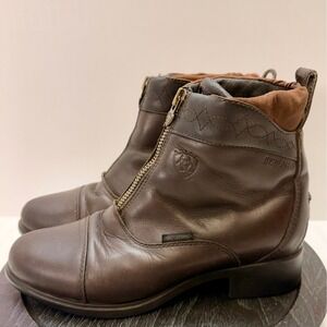 Ariat Insulated Waterproof Leather Equestrian Boots Brown Zip Up US 7B Paddock